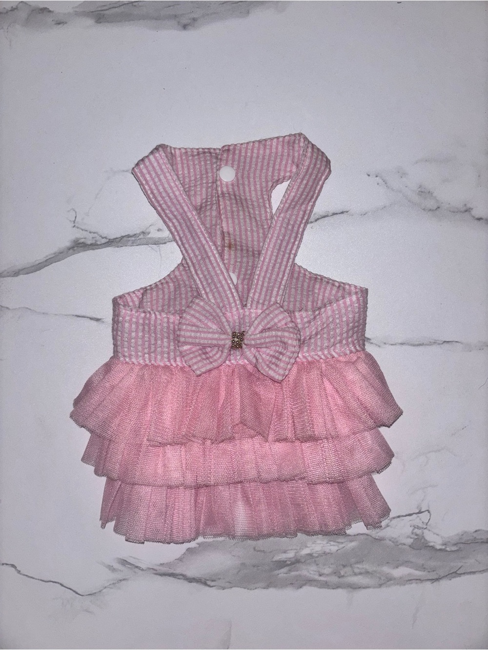 Pink Ruffled Tulle Dress with Bow - Dog Dress